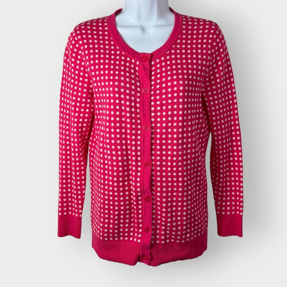 Merona Polka Dot Cardigan Sweater | Bright Pink | Dopamine Dressing Coquette Dot